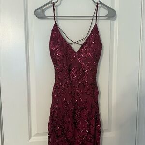 Burgundy Sequin Dress